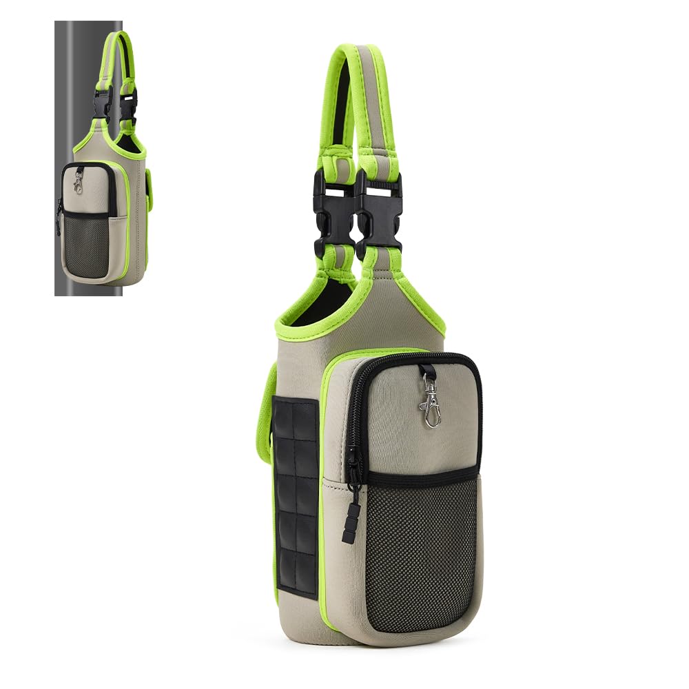 VAKAER Magnetic Gym Bag, Water Bottle Carrier Holder with Phone Pocket & Adjustable Strap,10 Ultra-Strong Magnets Stick to Fitness equipment, Workout Accessories Pouch for Women & Men (Light Grey)