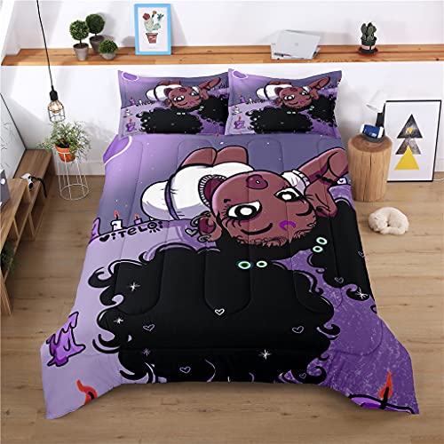 Pink African American Girls Bedding Set For Teen Kids Adults, Cute Comforter Set Black Girls Bed Set 1 Comforter 2 Pillowcases, Purple, Twin #TOP2