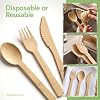 Jenvita 100% Bamboo Utensils Set - 100x Compostable Cutlery Set (50 Compostable Forks, 25 Disposable Spoons, 25 Biodegradable Knives) | Bamboo Silverware | FSC Certified for Weddings, Camping, Party #4