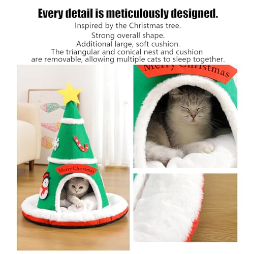 Maison pour chat d'intérieur lit caverne thermique arbre de Noël pour chiot