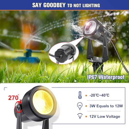 NIORSUN Gartenbeleuchtung LED, Warmweiß 3000K LED Strahler, IP67 Wasserdichter Gartenstrahler, 17 m Gartenleuchten mit Adapter… – Ansicht 5