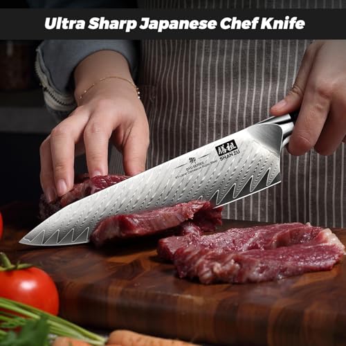 SHAN ZU Damascus Chef Knife 8 Inch, Japanese Kitchen Knives 67-Layer High Carbon Steel (10Cr15Mov) Ultra Sharp Professional Kitchen Utility Knife with G10 Ergonomic Handle - Image 6