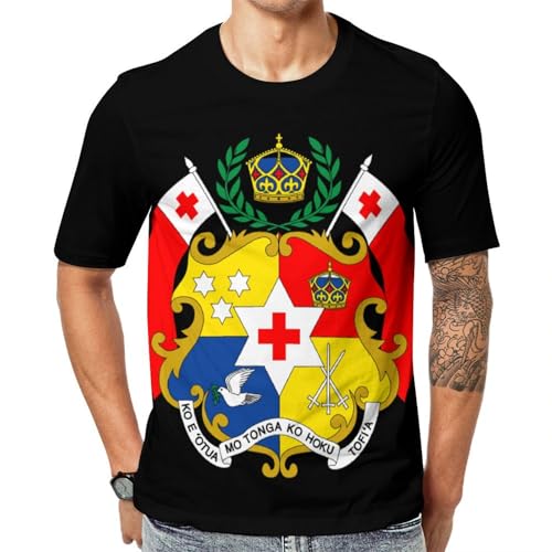 Coat of Arms of Tonga Unisex Adult T-Shirts Summer Short Sleeve Tee Casual Tops Funny Graphic 5XL