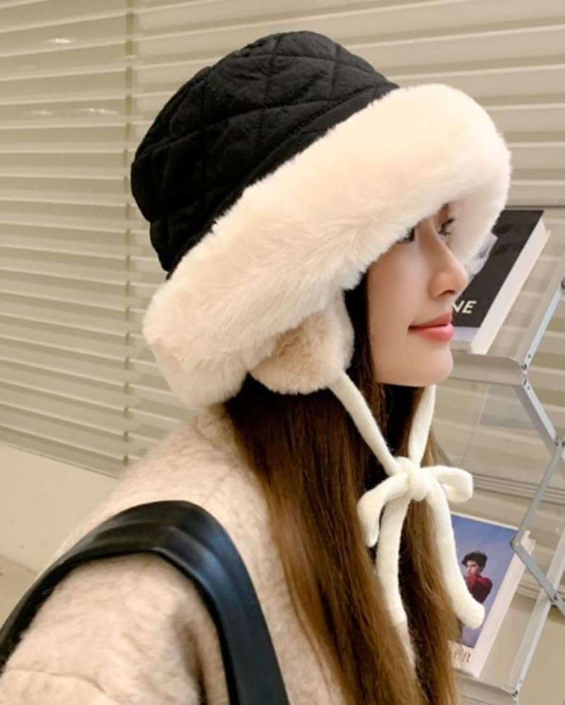 Winter Suede Bucket Hat with Ear Flaps Women Men Fuzzy Beanie Hat Faux Fur Fisherman Cap Beanies Hat Cloche Aviator Caps - Image 2