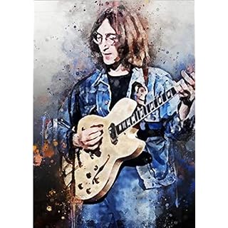 Zyangcc John Lennon Toile murale sans cadre pour chambre à coucher ou salon 50 x 75 cm - Les Beatles, Paul McCartney, John Lennon, RIngo Starr, George Harrison