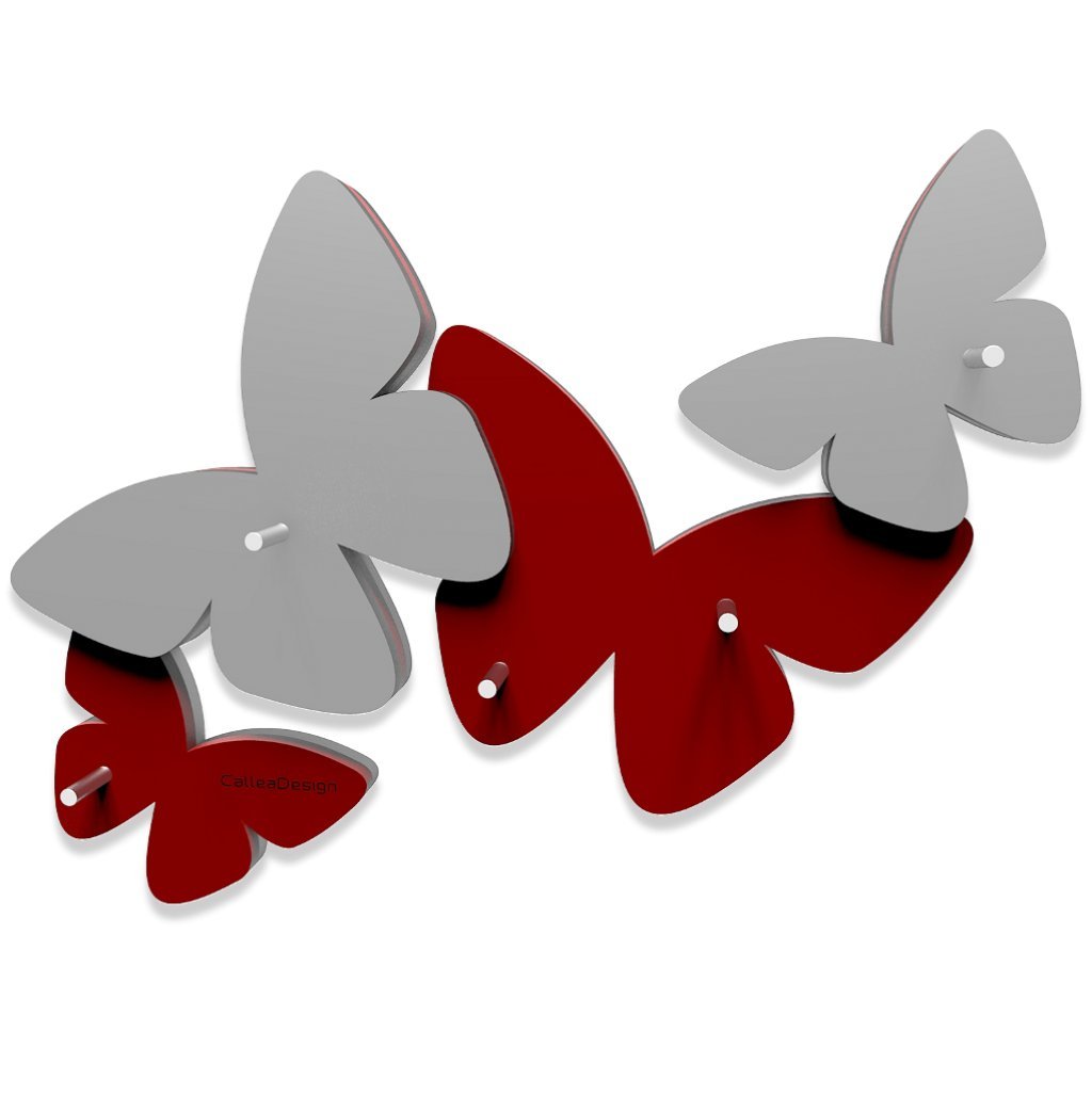 CalleaDesign - Portachiavi da parete Farfalle, Colore: Rubino