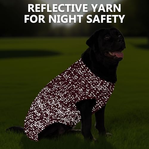 Image of KYEESE Reflective Yarn Dog Sweater for Large Dogs Thick Knit Pullover | Reflective for Visibility, Leash Hole for Walk, Stretchy Fit, Lightweight & Warm, Gentle on Sensitive Skin, Winter Daily Wear
