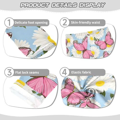 Pink Butterfly Daisy Girls Leggings Ultra Soft Compression Yoga Gym Pants for Kids 4-10T3