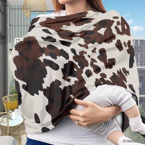 Image of Wanyint Cows Print Car Seat Covers for Babies,Muslin Car Seat Covers Canopy Covers,Breathable Breastfeeding Scarf Nursing Cover Carseat Canopy for Boys Girls