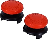 Vista 7 de ASHATA 2 unids Thumbstick para textura 3D Pulgar Grip Stick Joystick Thumbstick para PS 5 Controller Rojo