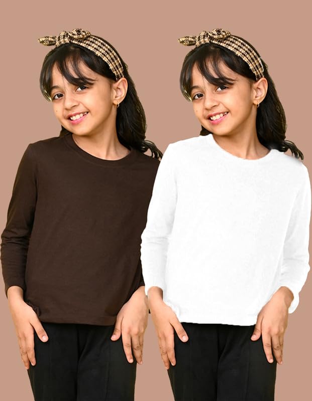Image of Nusyl Girls Full Sleeves T-Shirt for Kids | Cute Printed Casual Wear | Soft Cotton Blend | Comfortable Regular Fit | 2-16 Years | Multiple Colors