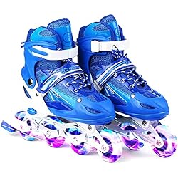Patines En Linea Forum Tante Tina Patines en línea con Luces Que se encienden en Las Ruedas para niños y Adolescentes - Azul - Talla M (33-37)