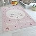 Paco Home Alfombra Habitación Infantil Niña Lavable Estrellas Luna Adorable Frase Rosa, tamaño:80x150 cm
