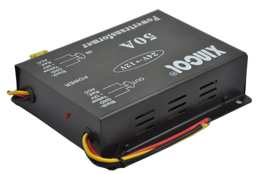 XINCOL® 24V a 12V Paso Abajo Transformador Convertidor Descenso Reducer Regulador 50A 600W Poder Suministro Adaptador para Auto Coche Camión Vehículo Barco Solar Sistema