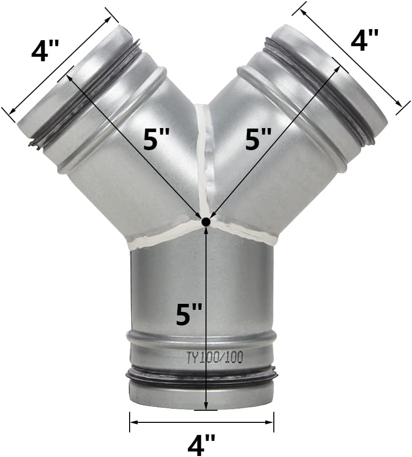 A-KARCK 4 inch Duct Splitter for Dryer Vent Hose, Y Shape Duct Connector for Exhaust Fan Hose, Precision Welded Galvanized Steel Prevent Air Leakage