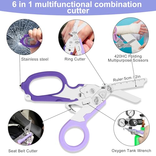 Image of 6-in-1 Heavy-Duty Emergency trauma shears|Folding Emergency Shears| | Multifunctional Life-Saving Tool|Suitable for Emergency Rescue|Outdoor Exploration|DIY Construction and Maintenance|