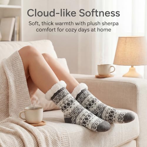 Image of The Metluks Women's Fuzzy Slipper Socks with Non-slip Grippers, Sherpa Lined Warm Cozy Gift Socks