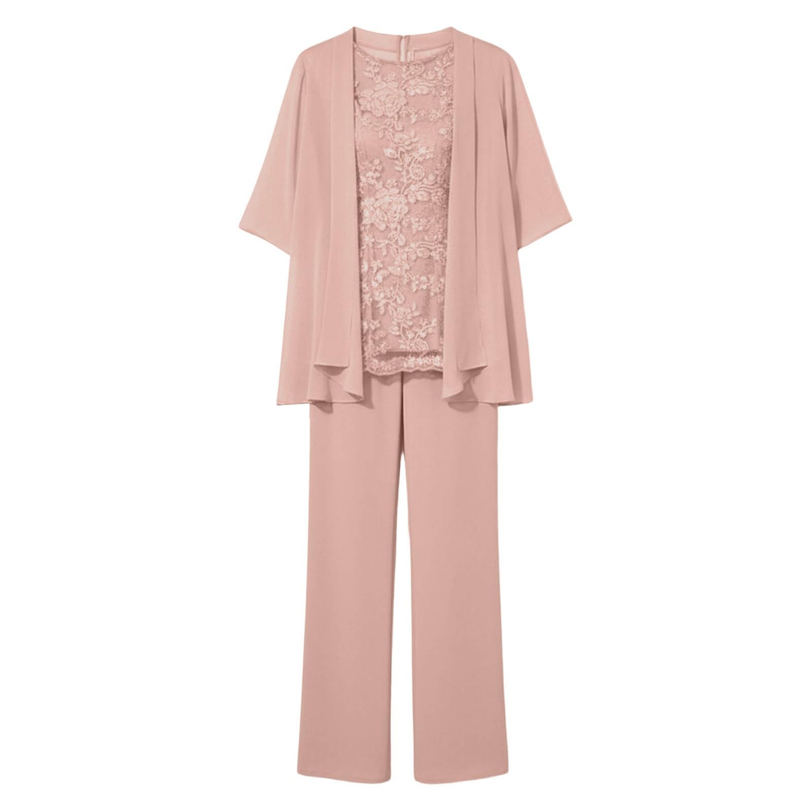 Ensemble Femme Chic et Elegant 3 Pièces Pantalons Costume De Soirée Cocktail Dentelle Costume Grande Taille Tenue