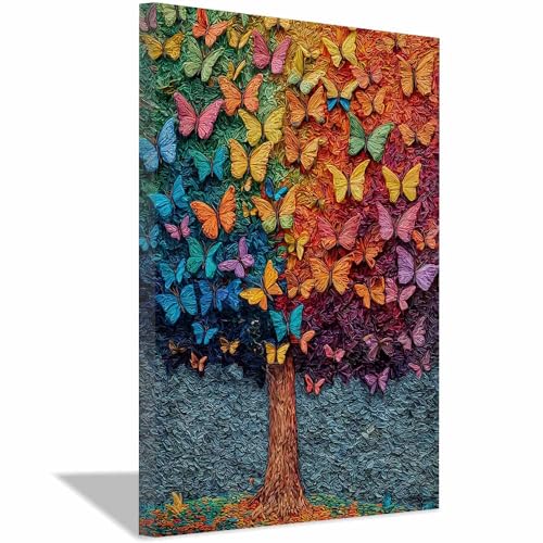 Peinture planète et papillons DMZPKZB 50x70cm avec cadre