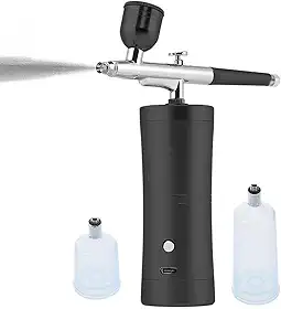 Aerógrafo Portátil com Mini Compressor Sem Fio para Decoração de Bolos (Preto)
