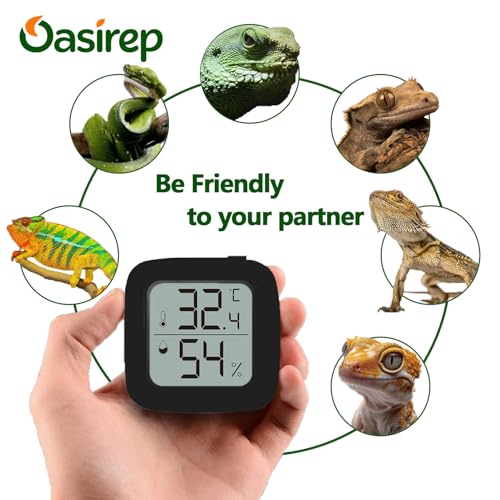 Image of Black 2-Pack Reptile Thermometer and Hygrometer - Digital LCD Temp & Humidity Gauge for Bearded Dragon, Corn Snake, Hermit Crab, Iguana, Axolotl, Vivarium & Terrarium Setup