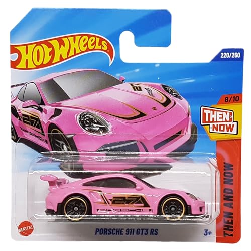 Hot Wheels Porsche 911 GT3 RS - Then and Now 8/10 - JBB35 - Carte courte - Rose - Mattel 2025-1:64