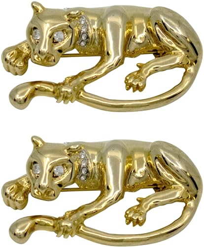 Image of Set of 2 Brooch Lapel Pins With Rhinestones