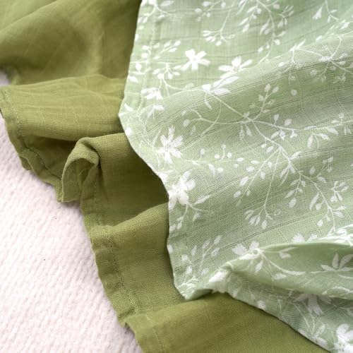 Image of Muslin Swaddle Blankets for Newborns,2 Pack Baby Boys Girls Receiving Blankets Large 43X47 Inches Muslin Burp Cloths,Breathable Soft Swaddle Wrap Baby Essentials(Flower)