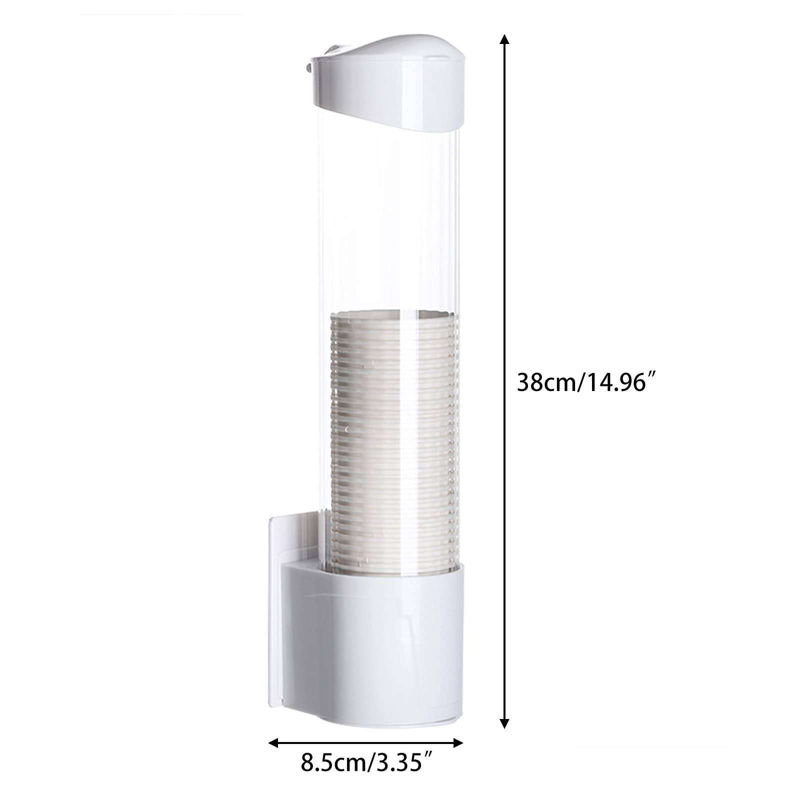 kyaoayo Becherspender, Wandmontierter Einwegbecher-Spender aus Hochwertigem, 80 Stück Pappbecher Kapazität Spender, Staubdicht Design, für Plastikbecher und Papierbecher (Schwarz)