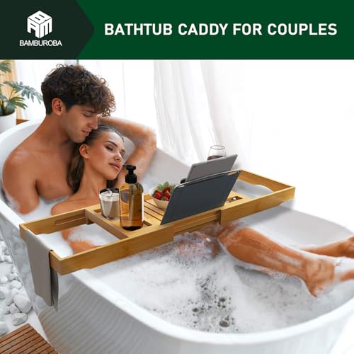 Bamburoba BATHTUB TRAY Foldable Bamboo Bathtub Caddy Tray Expandable thumb #1