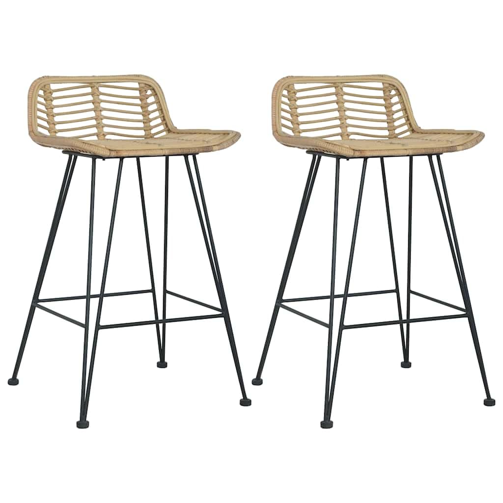 vidaXL Taburetes de Cocina 2 Unidades ratán Natural
