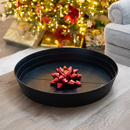Garden Hour 16 Inch Large Plant Saucers for Potted Plants & Felt Mat for Floor Protection - Plastic Plant Trays for Indoors No Holes - Extra-Deep Drip Trays for Potted Plants - 16W x 2.25D in.