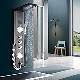 columna ducha acero inoxidable microjet PANTALLA LCD: Le permite leer la temperatura del agua durante la ducha, evitando quemaduras accidentales causadas, garantizando la seguridad de su familia. No se necesita batería, el flujo de agua genera electricidad.