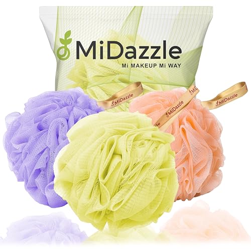 Image of Midazzle Luxury Bathing Loofah Sponge Exfoliator Scrubber for High Lather Cleansing (Pack of 3, Colors may vary)