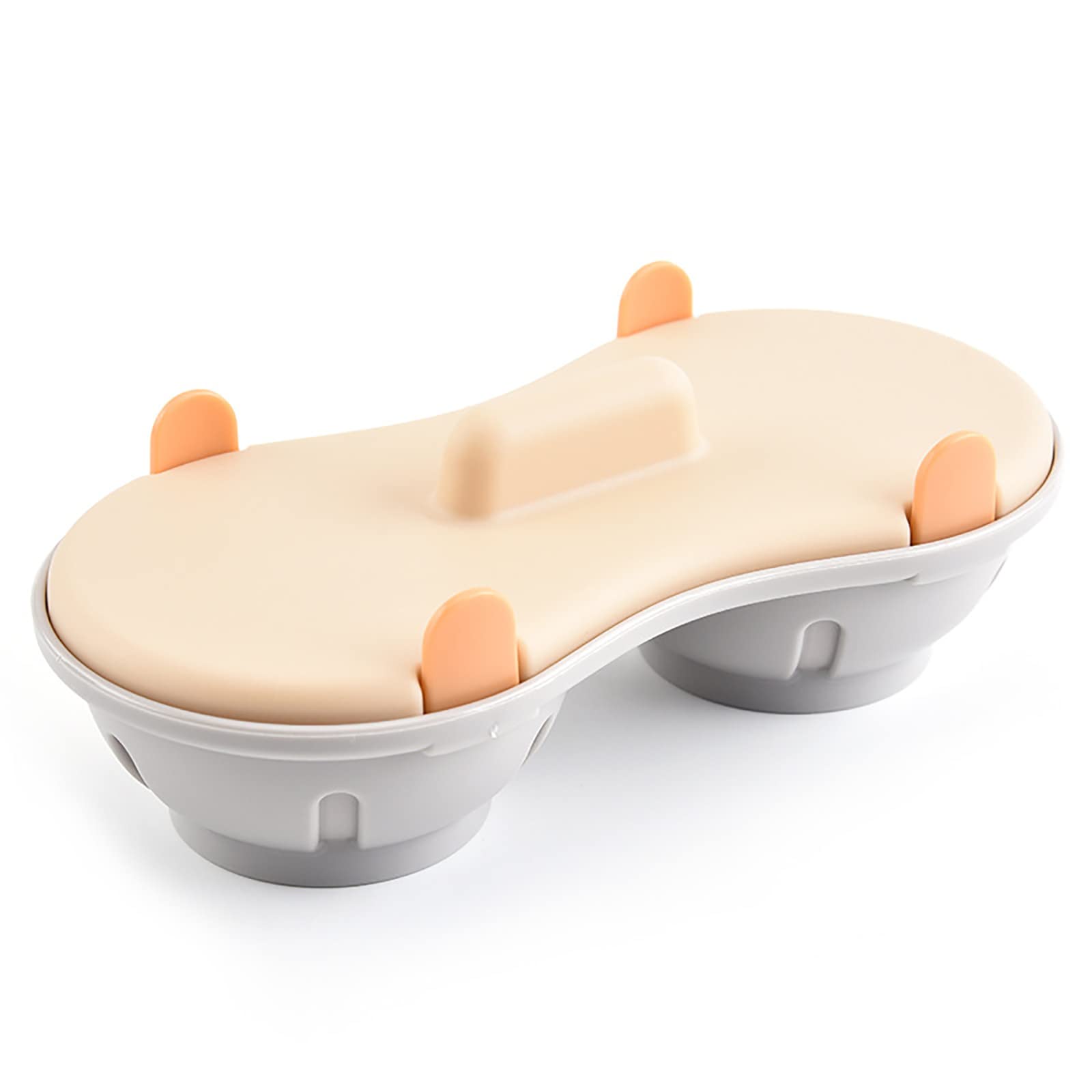 JIUXIANON Microwave Egg Poacher, 2 Cavity Edible Silicone Drain Egg Boiler Set, Round Egg Cooker Double Egg Cups for Boiled Eggs, Draining Egg Boiler Set, Egg Poachers ORANGE