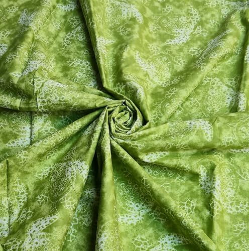 Image of 2 Meter Hand Block Indian Cotton Unstitched Jaipuri Handmade Digital Printed Fabric Material for Women Kurta /Blouse /Palazzos /Piece Material for Women's (Green Flower)