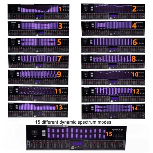Ecualizador gráfico Hi-Fi, analizador de espectro de 20 bandas, con control remoto y pantalla LED de espectro, 15 estilos dinámicos, para estudio de grabación miniatura 2