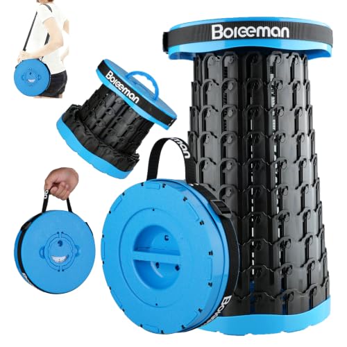 Image of Boreeman 2026 Upgraded Collapsible Stool Lightweight Yet Sturdy with Load Capacity 800lbs Portable Folding Stool for Camping Fishing Hiking BBQ (Blue)