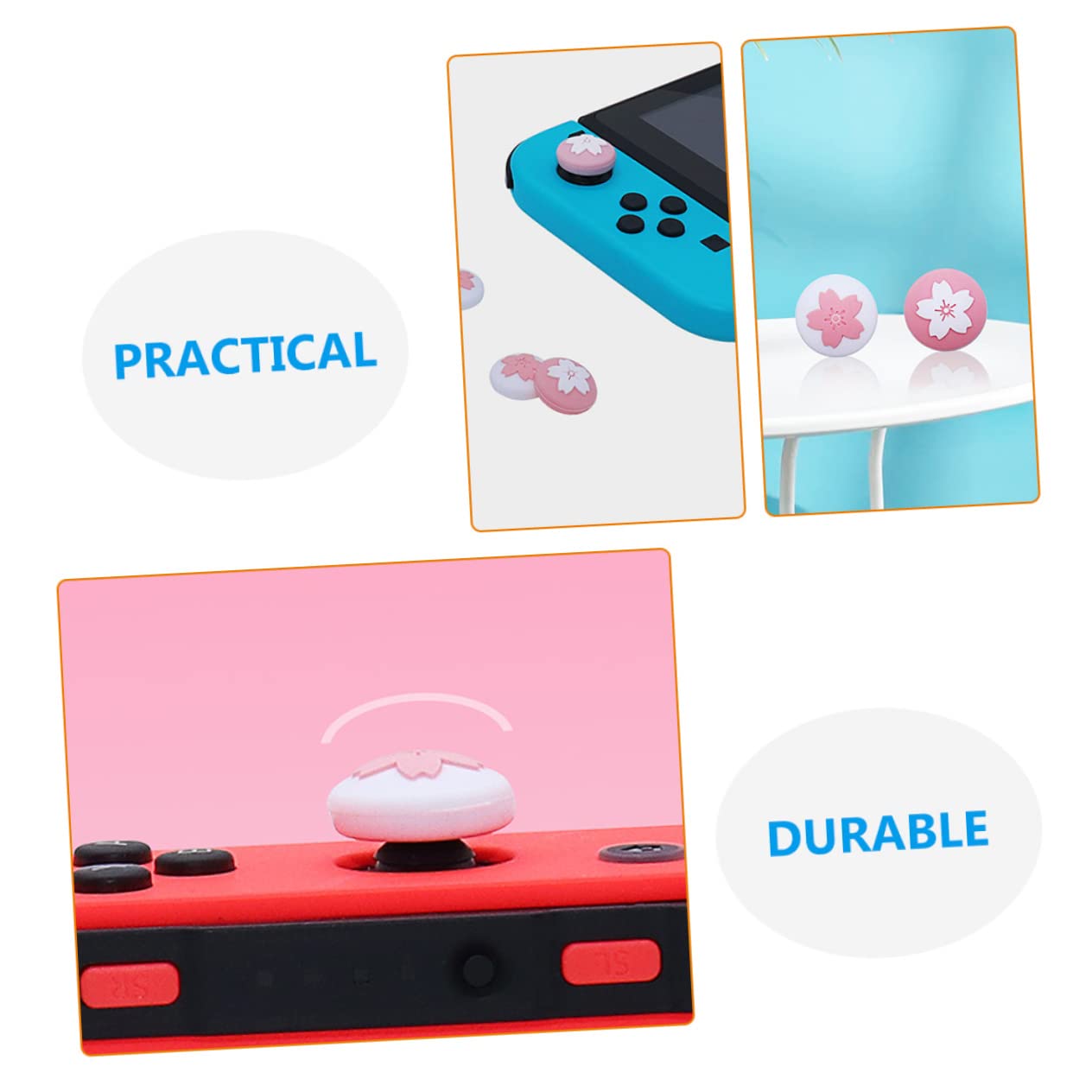 JECOMPRIS 100stücke Joystick Kappen Für Switch Controller Ergonomische Analog Stick Aufsätze Mit Blumen-muster Rutschfeste Silikonabdeckungen Für Besseren Grip Kompatibel Mit Switch Oled