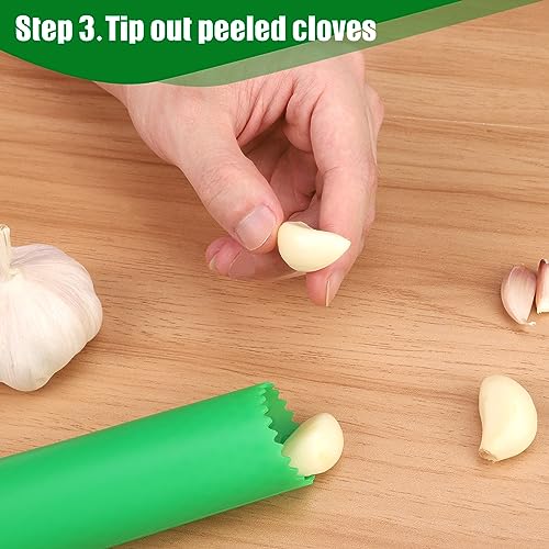 Image of Sinnsally Garlic Peeler Skin Remover Roller Keeper,Easy Quick to Peeled Garlic Cloves with Best Silicone Tube Roller Garlic Peeling Kitchen Tool (5 Colors)