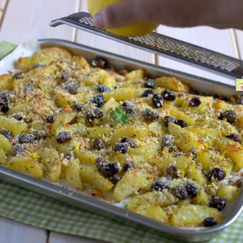 Patate croccanti alle olive limone e mandorle