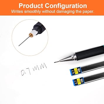 1PC 0.7mm Mechanical Pencils Set With 2PCS 0.5mm HB Lead Refills