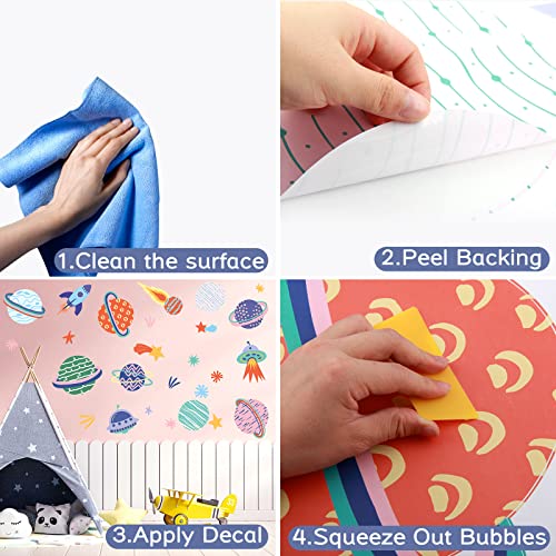 Large Space Wall Decal Stickers Rocket Spaceship Planets Wall Decals Planet Stars Wall Sticker Removable Vinyl Decals Solar System Galaxy Star Space Wall Decor For Nursery Kids Room Girls Boys Bedroom Wall Decor (Multicolor) #TOP7