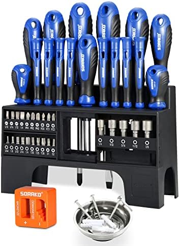 44-Piece Screwdriver Set, Magnetic Screwdriver Kit with Plastic Racking, Precision Screwdrivers for Home Repair, Improvement, DIY Craft, Men Tools Gift, SORAKO Screw Driver Set