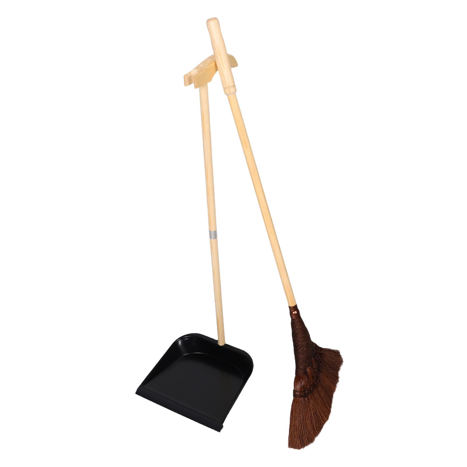 TOYANDONA Escoba y Recogedor de Madera Hechos Mano Cepillo Doméstico para Cocina y Sala Conjunto Antipolvo con Recogedor de Hierro Resistente para Limpieza sin Rayas Pisos de Madera