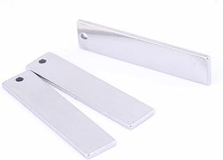 10 Uds. De Acero Inoxidable Chapado en Oro, Barra en Blanco for Estampado, 9x40mm, biseles Colgantes rectangulares for Arte y joyería DIY