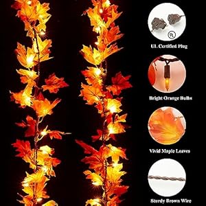 Meknow fall decor fall decorations for home 9ft plug in fall garland with lights 50 orange bulbs connectable lighted fall garland lights for indoor outdoor halloween thanksgiving harvest decorations  urban country home decor