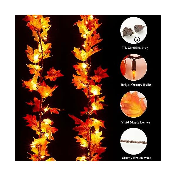 Meknow fall decor fall decorations for home 9ft plug in fall garland with lights 50 orange bulbs connectable lighted fall garland lights for indoor outdoor halloween thanksgiving harvest decorations  urban country home decor