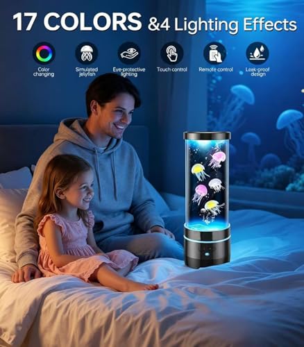 SOMHUAN Jellyfish Lamp with Bluetooth Speaker and White Noise, 17 Color Floating Jelly Fish Tank Aquarium Light for Bedroom Home Office Decor, Unique Gifts for Adults, Kids, Boys, Girls — view 3