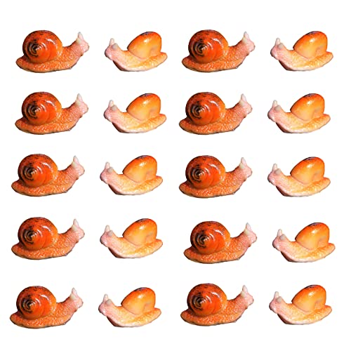 Myqiqi 20Pcs Realistic Tiny Snail Miniature Figurines for Fairy Garden Potted Plant Terrarium or Home Decor (Tiny Snails 20 Pcs)